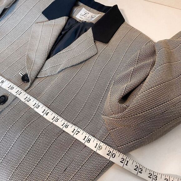 Vintage Le Suit Textured Black Collar Blazer Jacket Size 14 - Picture 6 of 6